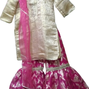 White Shirt & Purple Gharara for Girls