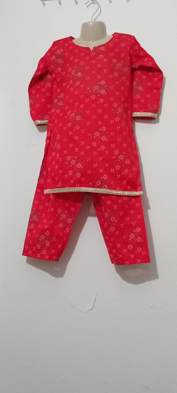 Red Digital Flower Printed Lawn 2 Piece - Girls