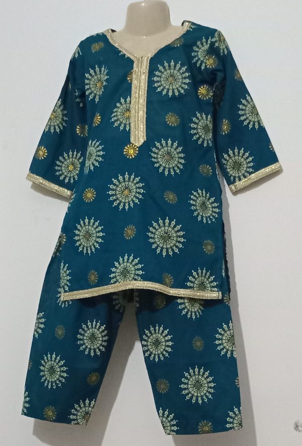 Teal Digital Sun Printed Lawn 2 Piece - Girls