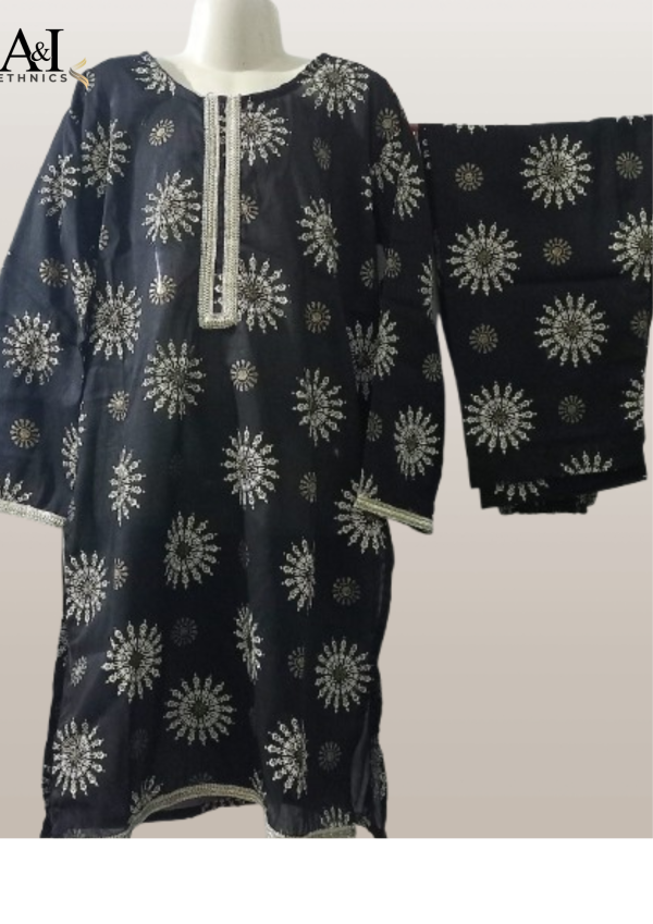 Black Digital Sun Printed Lawn 2 Piece - Girls