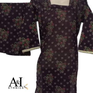 Digital Multi Flower Leaves Printed Lawn 2 Piece- Indigo
