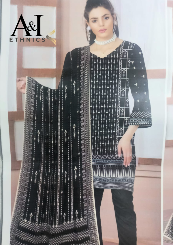 Monochrome - 3PC Unstitched Lawn Suit