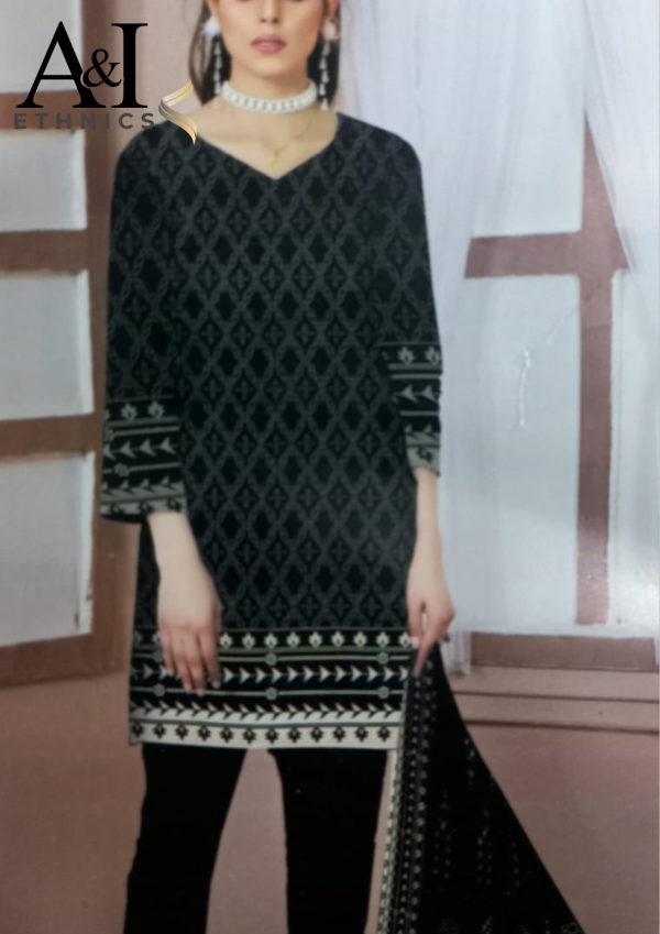 Black and White - 3PC Unstitched Lawn Suit