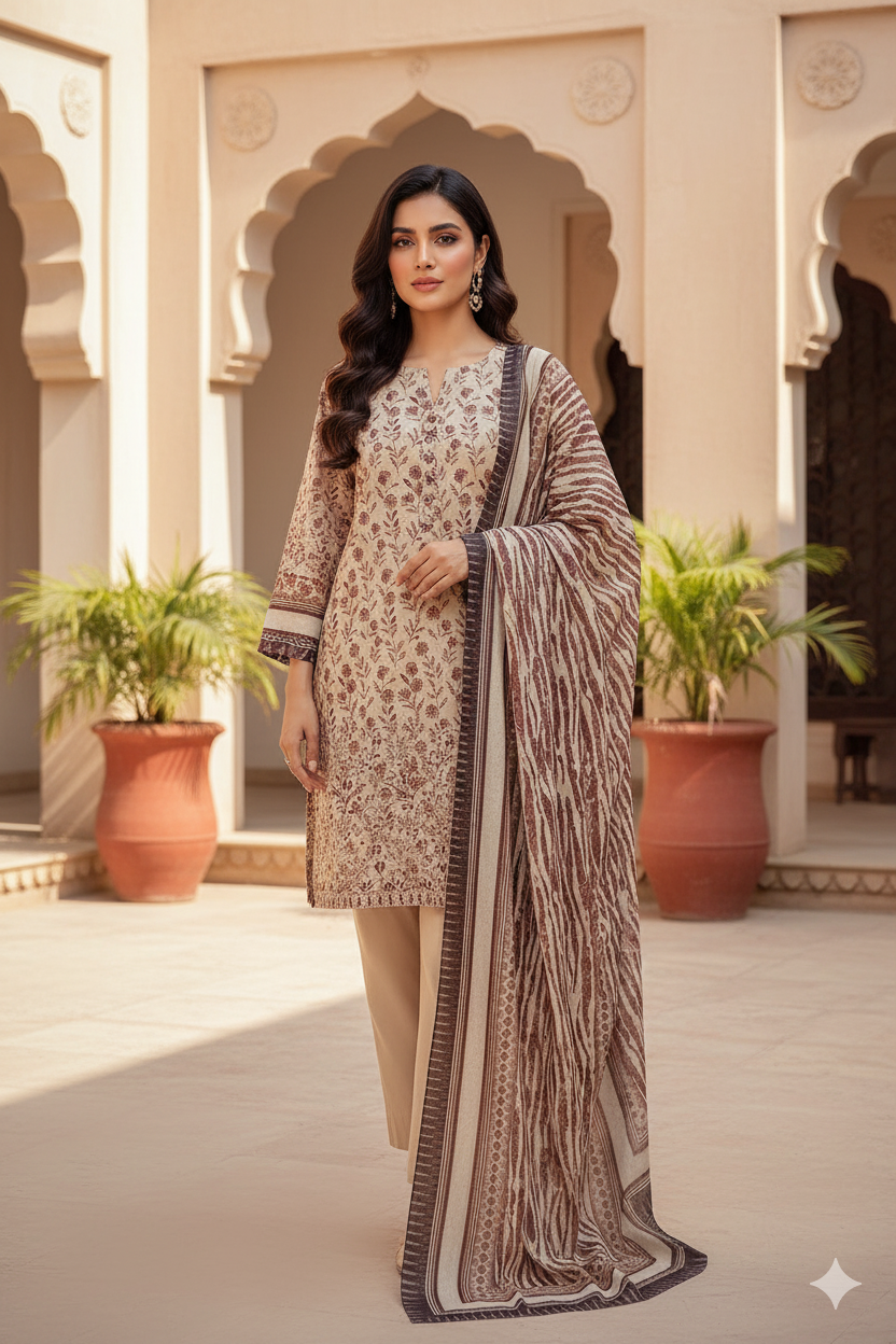 CHIKANKARI LAWN UNSTITCHED 3 PCS