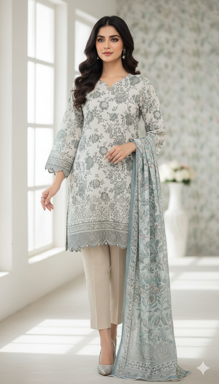 CHIKANKARI LAWN UNSTITCHED 3 PCS