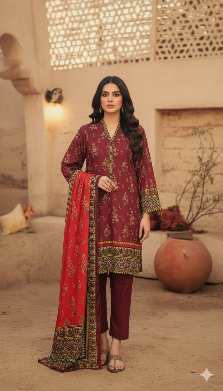 CHIKANKARI LAWN UNSTITCHED 3 PCS