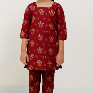 Digital Multi Flower Lawn-Maroon