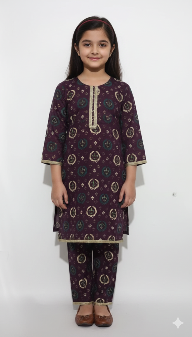 Digital Peacock Printed Lawn -Indigo