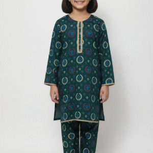 Digital Peacock Printed Lawn -Dark Green