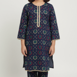 Digital Peacock Printed Lawn -Dark Blue