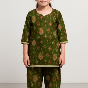 Digital Leaves Printed Lawn -Green